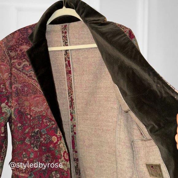 Vintage ETRO Women's Blazer Jacket in Wool Silk Blend Paisley Pattern Sz 48, M/L - Picture 8 of 12